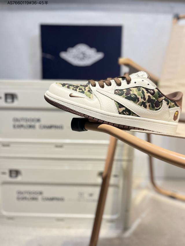 公司级头层皮猿人 X 乔丹Air Jordan 1 Low Aj1低帮系列篮球鞋 官方同步配色 原装级产物 #拒绝公底 立体鞋型 细节完美 高清洁度Xs As7