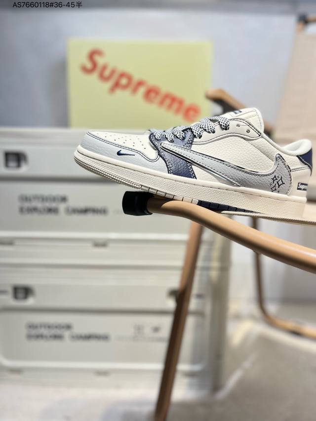 公司级头层皮Supreme X 乔丹Air Jordan 1 Low Aj1低帮系列篮球鞋 官方同步配色 原装级产物 #拒绝公底 立体鞋型 细节完美 高清洁度X