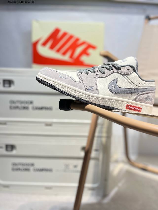 公司级头层皮斯图西 X 乔丹Air Jordan 1 Low Aj1低帮系列篮球鞋 官方同步配色 原装级产物 #拒绝公底 立体鞋型 细节完美 高清洁度Sj995