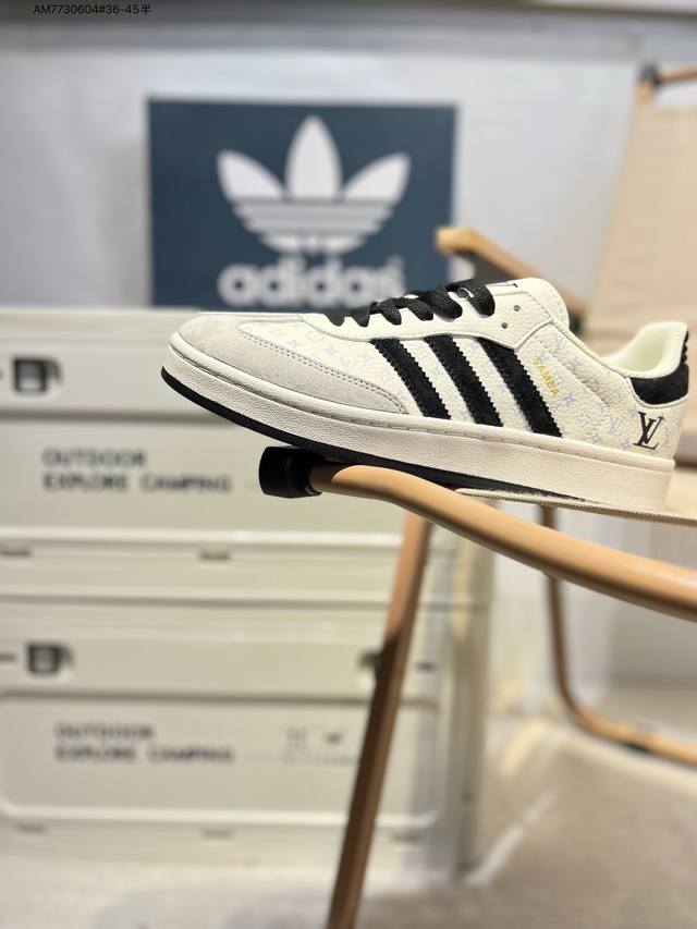 Adidas Originals Gazelle Indoor 三叶草休闲防滑耐磨低帮板鞋 Lv联名 鞋头出色设计 塑就出众贴合感 稳固的后跟贴合足部曲线设计