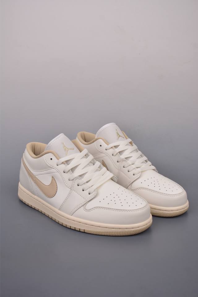 Air Jordan 1 Low 白卡其 Aj1乔1低帮休闲板鞋 同步官方配色 市场唯一独家头层皮打造 原鞋原档案开发 原厂皮料 原档冲孔鞋头 正确满胶鞋垫 四