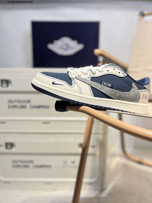 公司级头层皮迪奥 X 乔丹Air Jordan 1 Low Aj1低帮系列篮球鞋 官方同步配色 原装级产物 #拒绝公底 立体鞋型 细节完美 高清洁度 Xs As