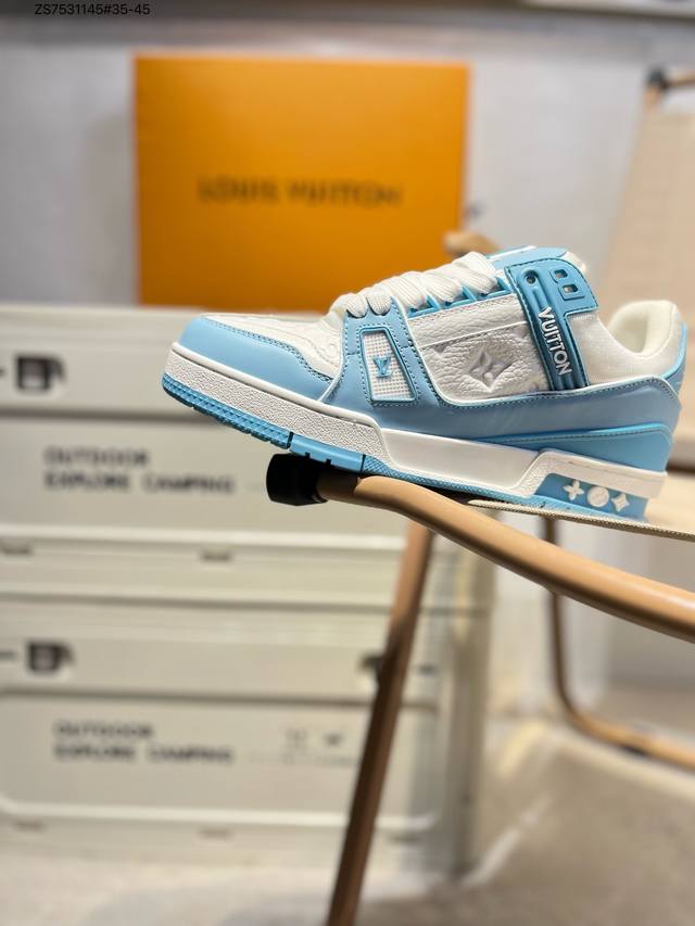 路易威登 Louis Vuitton Lv路易威登板鞋 新款 Lv Trainer最新配色运动鞋 L家 篮球鞋风格运动鞋 该鞋由艺术总监 Virgil Ablo