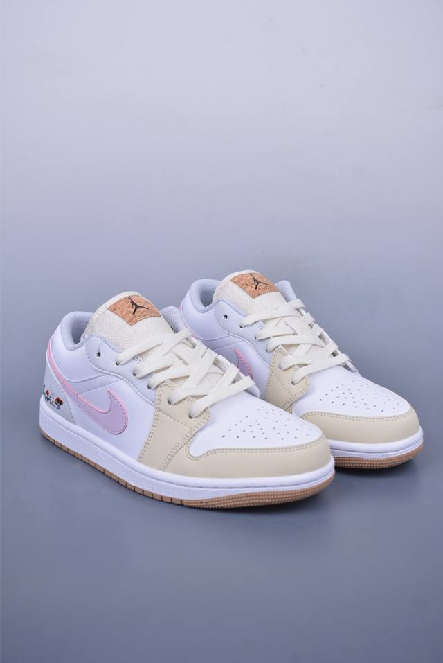 Air Jordan 1 Low 白黄紫刺绣 Aj1乔1低帮休闲板鞋 同步官方配色 市场唯一独家头层皮打造 原鞋原档案开发 原厂皮料 原档冲孔鞋头 正确满胶鞋垫