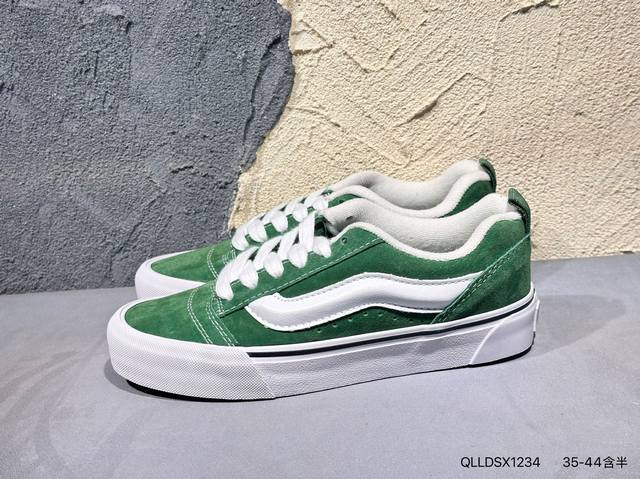 Vans Knu-Skool Vr3 Lx 面包鞋 黑红拼接低帮复古休闲硫化板鞋 Vn0009Qcknu #肥胖版大Logo Qlldsx1234