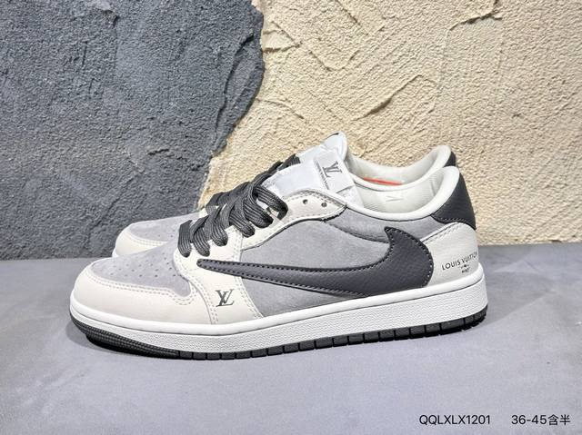Travis Scott X Fragment Design X Air Jordan Aj1 Low Og Sp 三方联名闪电倒钩2.0低帮 白蓝黑 Dm78