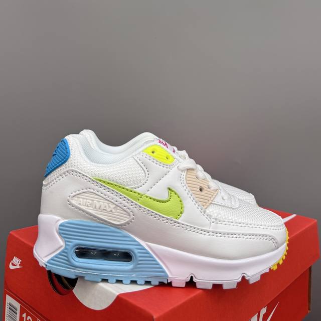 Nik..E Air Max 90 原单版新款运动汽垫减震儿童休闲鞋 Size：28-35码 新工艺 经典手球鞋 优质面料拼接，质感满满 橡胶耐磨防滑大底，脚感