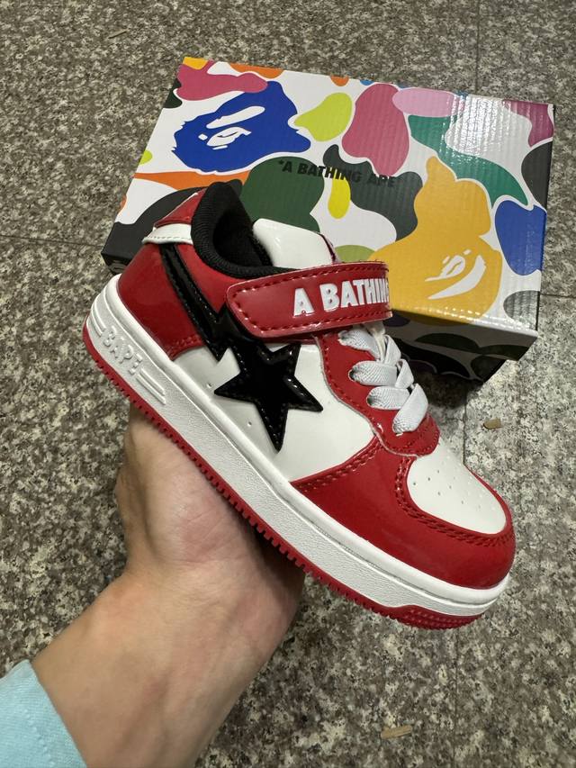 Bape Sta童鞋春夏字母魔术贴撞色星标休闲鞋板鞋尺码22-36