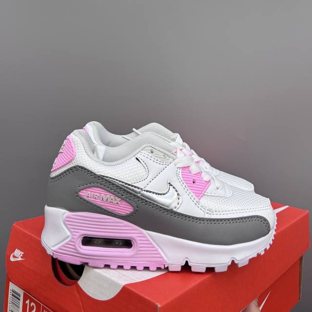 Nik..E Air Max 90 原单版新款运动汽垫减震儿童休闲鞋 Size：28-35码 新工艺 经典手球鞋 优质面料拼接，质感满满 橡胶耐磨防滑大底，脚感