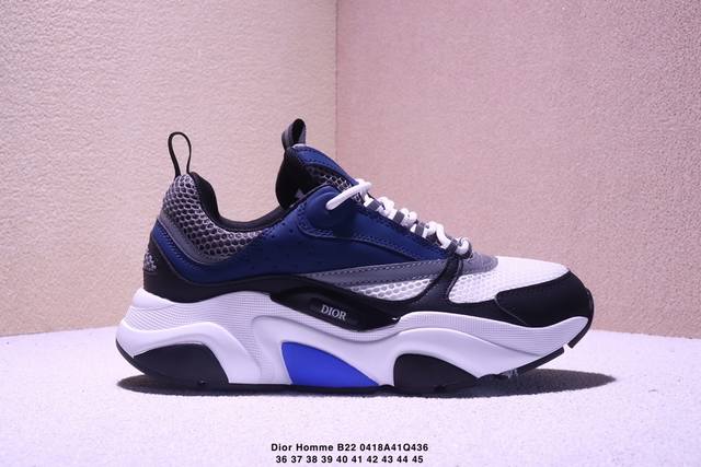 法国高奢时装品牌-迪奥 桀傲 Dior Homme B22 Trainer Sneaker系列复古厚底老爹风休闲运动慢跑鞋“深灰白黑蓝”3Sn231Yxx_H8