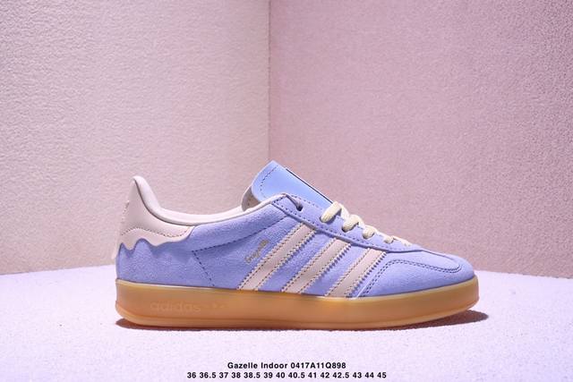 公司级Adidas Originals Gazelle Indoor 三叶草休闲防滑耐磨低帮板鞋 鞋头出色设计 塑就出众贴合感 稳固的后跟贴合足部曲线设计 软弹