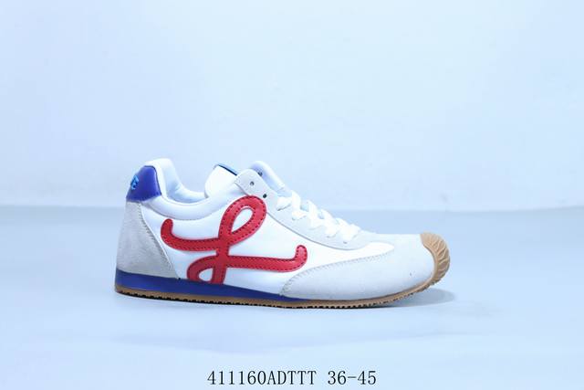 Loewe 罗意威 Ballet Runner 2.0 小牛皮 圆头系带低帮华夫系列 生活休闲运功跑鞋 货号 L814282X02 41 Adttt 36-45