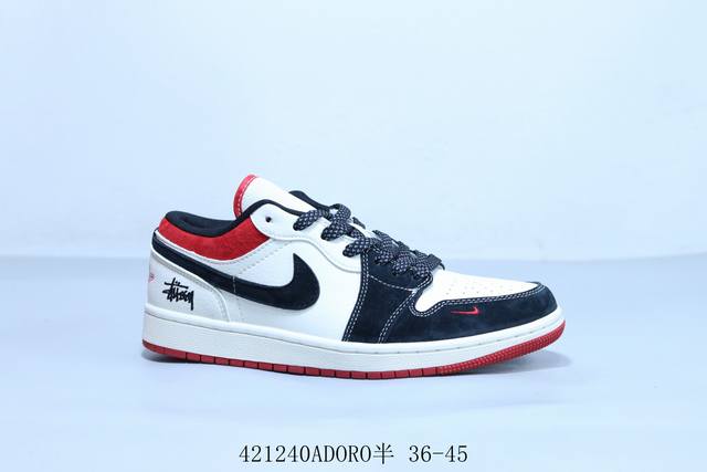 乔丹Air Jordan 1 Low Aj1 乔1低帮复古文化休闲运动篮球鞋联名 斯图西 货号 Xs6086-016 421 Adoro半 36-45