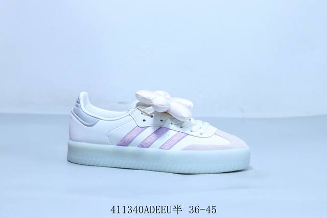阿迪达斯 Adidas Sambarose W 休闲时尚 德训低帮厚底板鞋 白紫 货号 Jr3335 41 Adeeu半 36-45