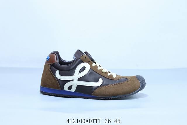 Loewe 罗意威 Ballet Runner 2.0 小牛皮 圆头系带低帮华夫系列 生活休闲运功跑鞋 41 Adttt 36-45