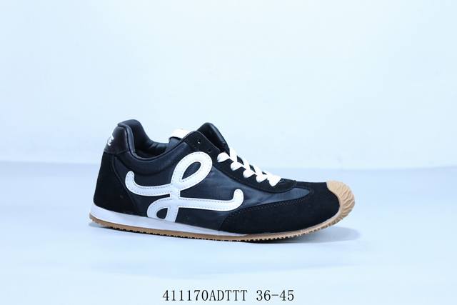Loewe 罗意威 Ballet Runner 2.0 小牛皮 圆头系带低帮华夫系列 生活休闲运功跑鞋 货号 Lbr2282X27 41 Adttt 36-45