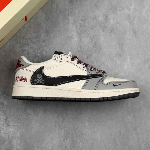 本地 核心私 Travis Scott X Fragment Design X Air Jordan 1 Low Og Sp Aj1 斯图西联名 黑勾骷髅头 低