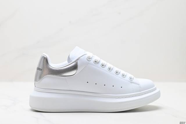 公司级意大利高奢品牌Alexander Mcqueen亚历山大 麦昆 Sole Leather Sneakers低帮时装厚底休闲运动小白鞋 尺码:35-45 I