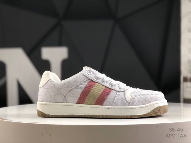 贵族学院风 意大利时装奢饰品牌 古驰Gucci Screener Gg Sneaker经典原型厚底复古百搭板鞋 货号：546163-0Y12-O9582 码数：