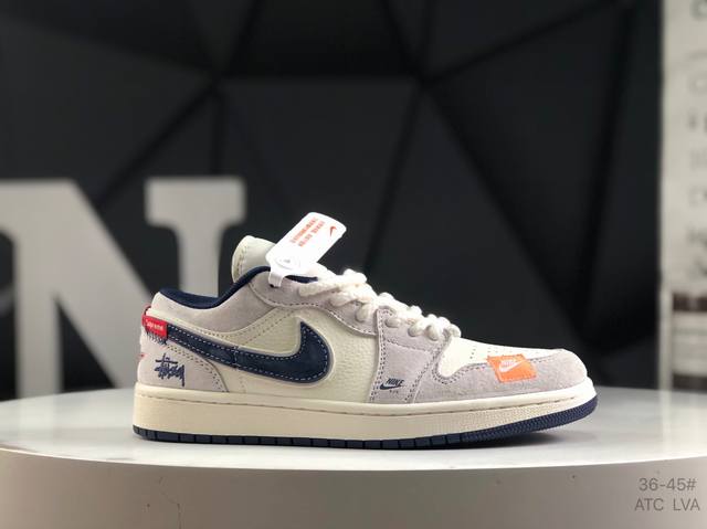 公司级带半码 耐克 Nike Air Jordan 1 Low Aj1 乔1 低帮潮流运动休闲板鞋。Aj1 低帮拼接 完美版型真头层牛皮# 内置缓震气垫 原鞋开