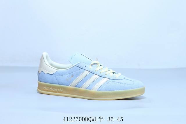 阿迪达斯Adidas Originals Gazelle Esquisite Gucci 德训 羚羊系列低帮复古百搭休闲运动板鞋 浅蓝 货号 Jr8029 41
