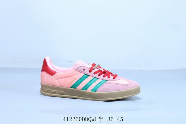 阿迪达斯Adidas Originals Gazelle Esquisite Gucci 德训 羚羊系列低帮复古百搭休闲运动板鞋 粉绿 货号 Ji2713 41