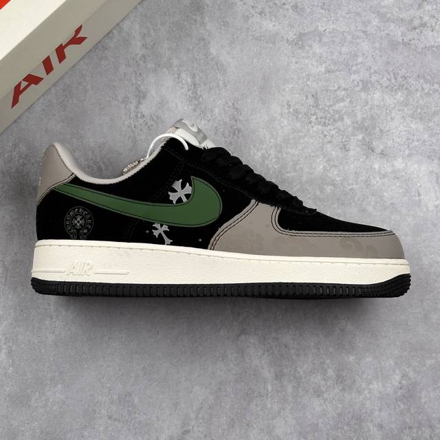 本地 核心私 Nike Air Force 1'07 Low 克罗心联名 黑绿勾 空军一号低帮休闲板鞋 #原楦头原纸板 原装鞋盒 定制五金配件 内置全掌气垫 原