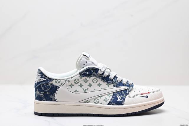 公司级Aj1倒勾Travis Scott X Air Jordan 1 ” Reverse Mocha “ Aj1乔1 Ts 闪电 联名倒钩 低帮文化篮球鞋 完