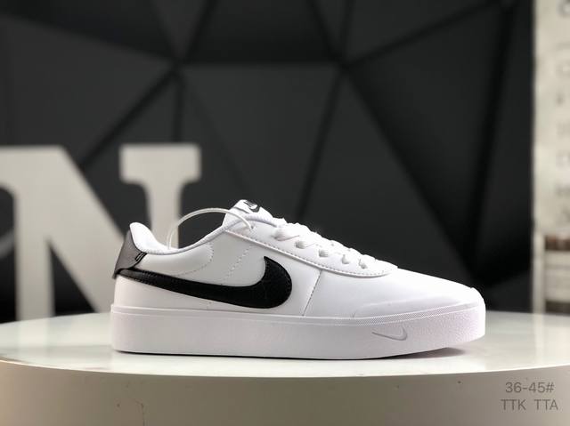 真标带半码 耐克 Nike Court Shot 男女子运动鞋春季透气轻便经典白昼 潮流 嘻哈 百搭 防滑 低帮 板鞋 拒绝沉闷黑白 质感满满的皮革鞋面，搭配标