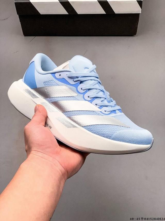 Adidas Adizero Evo Sl M马拉松飞线贾卡轻质透气休闲运动跑步鞋 采用双层透气网纱 Flywire动态飞线绑缚鞋面材质 内置Zoom小气垫装置