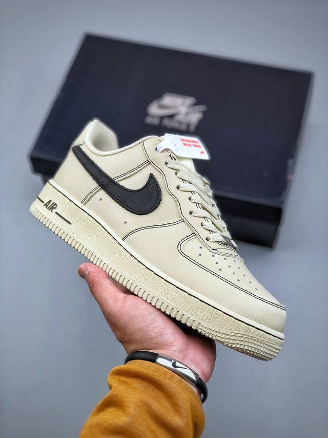 今日福利款 Nike Air Force 1 Low 米白黑 空军一号 低帮休闲运动板鞋 原楦头原纸板 打造纯正空军版型专注外贸渠道 原盒配件 原厂中底钢印、拉