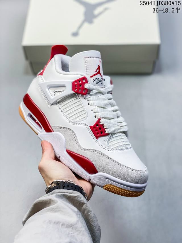 Nk Sb X Air Jordan Aj4 联名白红 Dr5415-106 耗时多个月巨作 重金购买原楦原纸板 确保原汁原味 完美呈现四代版型 原厂织唛标 市