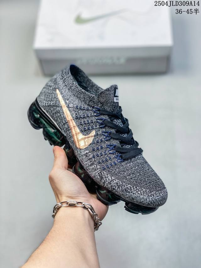 真标带半码 Nike Air Vapor Max 灰色铜勾 蓝色金钩 冷灰色 大气垫情侣跑鞋 尺码：见图 编码：04Jld309A14