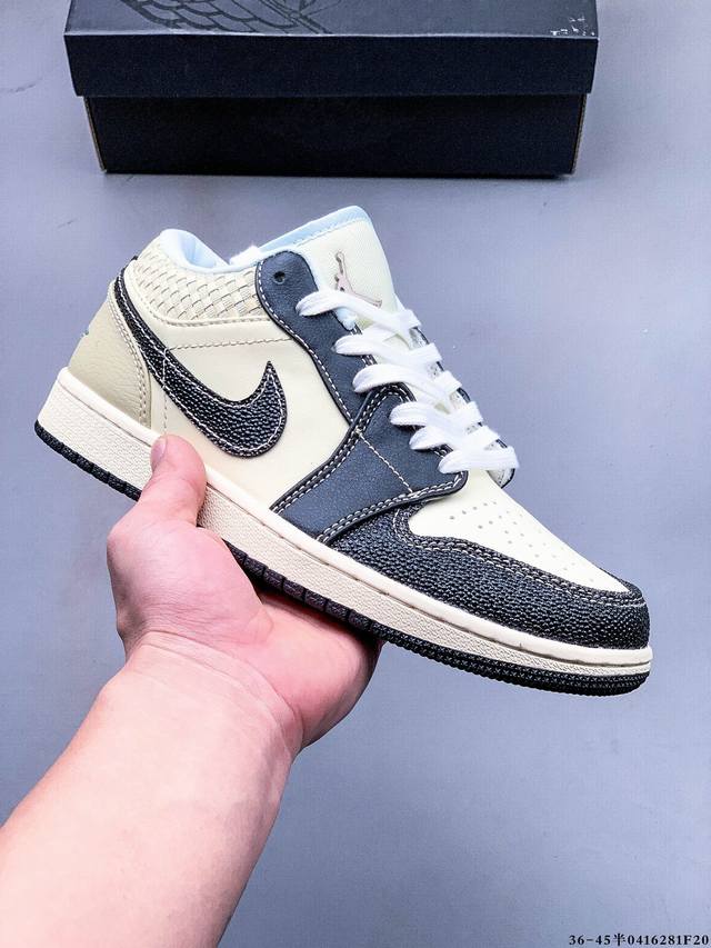 二层真标！耐克Nike Air Jordan Low 1 乔1低帮倒勾Lv联名经典休闲鞋 041628
