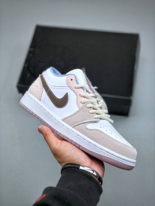 Air Jordan 1 Low Aj1 乔1雕花粉 低帮文化休闲运动板鞋 Ib8859 101 市场唯一独家头层皮打造 原鞋原档案开发 原厂皮料 原档冲孔鞋头