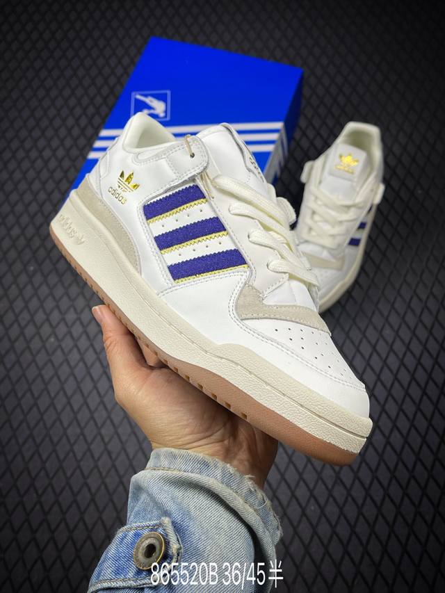 B 公司级Adidas Forum Low Cl三叶草低邦 经典魔术贴复古板鞋 男女潮流头层皮休闲鞋 原楦原数据开发 采用牛培皮革材质 全头层皮鞋面 原盒原标