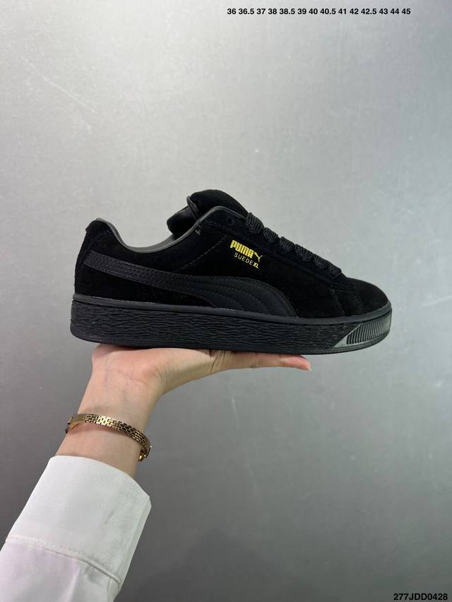 puma 彪马 男女鞋真标半码制，原楦原纸版开发版型，采用翻毛皮革鞋面材质，外置耐磨橡胶大底创新重塑,全新彪马puma Suede Low Xl”Black W