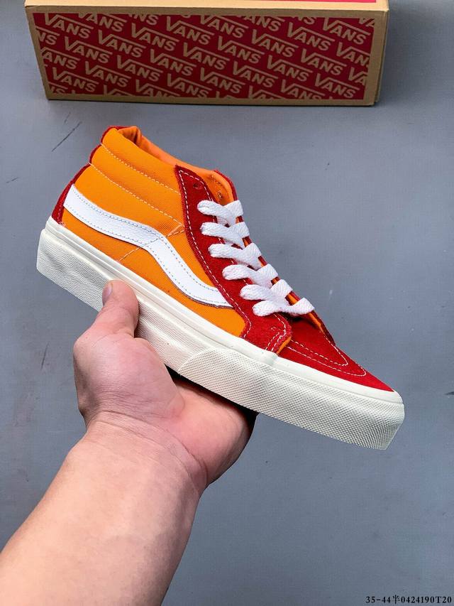 集图 公司级硫化底！万斯Vans Sk8-Mid Slim 中帮时尚运动休闲滑板鞋 0424190T20