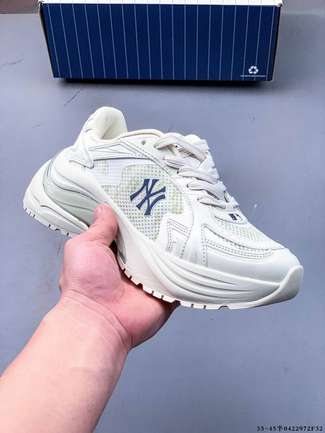 公司级！Mlb Chunky Liner 厚底休闲跑步鞋 Ny印花 透气轻便百搭运动鞋 0422972F32