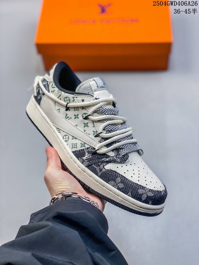 海外爆款限量发售！Travis Scott X Fragment Design X Jordan Air Jordan 1 Low Og Sp “Lv联名 黑牛