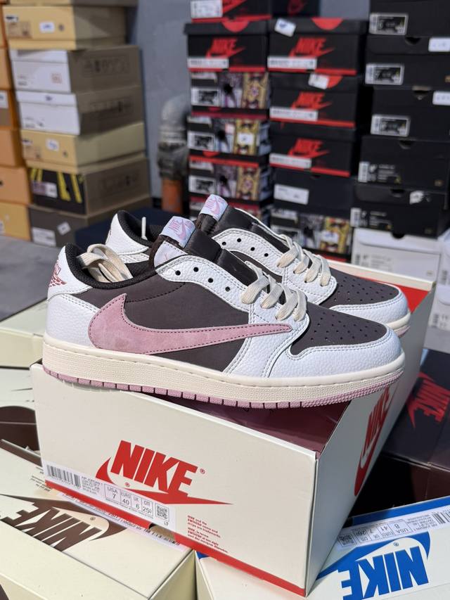 Kz神版特价 Travis Scott X Air Jordan Aj1 Low Og Sp Ts联名 黑棕倒钩低帮 Dm7866-202 毫无疑问市场中端王者