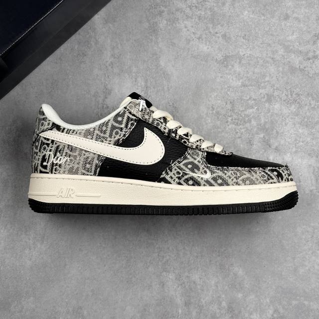 本地 核心私 Nike Air Force 1'07 Low 迪奥联名 花纹黑白勾 空军一号低帮休闲板鞋 #原楦头原纸板 原装鞋盒 定制五金配件 内置全掌气垫