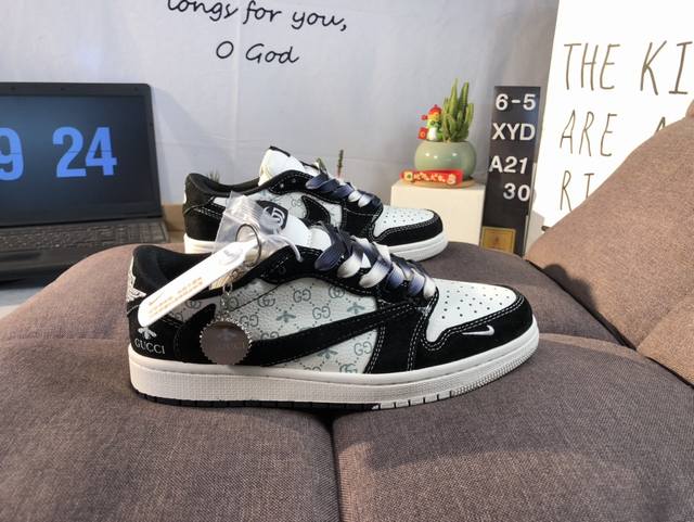公司级Aj1倒勾Travis Scott X Air Jordan 1 ” Reverse Mocha “ Aj1乔1 Ts 闪电 联名倒钩 低帮文化篮球鞋 完