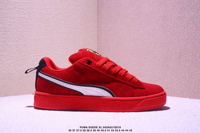 真标带半码！ 彪马Puma Suede Xl 运动休闲板鞋！鞋身通体采用细腻的麂皮材质，厚实柔软，质感出众；鞋侧保留Puma标志性跑道图案，侧面与后跟点缀金属色