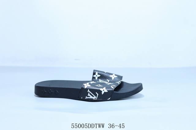 supreme X Lv 联名 街头潮流沙滩拖鞋情侣款 一字拖 55005Ddtww 36-45