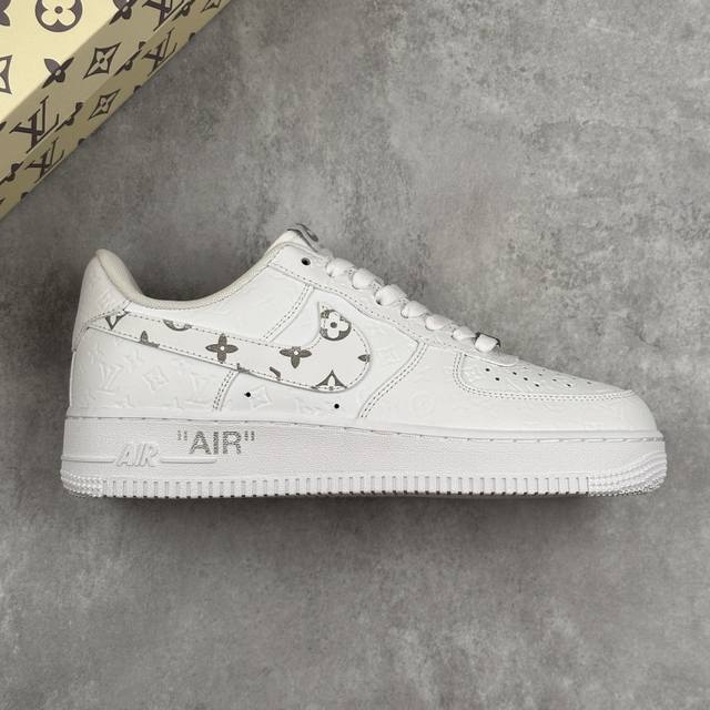 本地 核心私 Nike Air Force 1 '07 Low “Lv联名 灰白勾老花”空军一号 低帮运动休闲鞋 折边针车 工艺难度大 原楦头原纸板 原装鞋盒