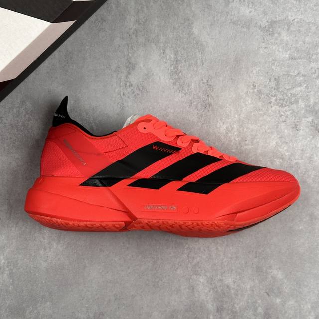 本地 核心私 公司级全掌碳板Adidas Adizero Adios Pro 4 M马拉松飞线贾卡轻质透气休闲运动跑步鞋 采用双层透气网纱 Flywire动态飞