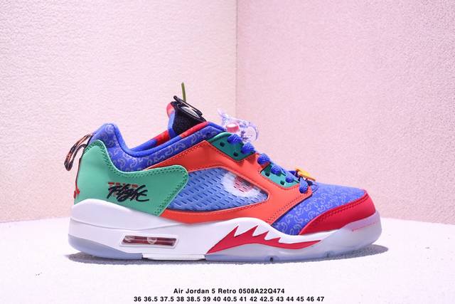 公司级Nike Jordan Air Jordan 5 Retro Low Cny 皮革 舒适百搭 防滑 耐磨 低帮 复古篮球鞋 中底侧面带有战斗机的鲨鱼牙齿纹