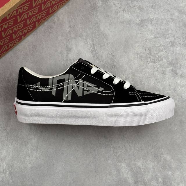 本地 核心私 Vans 范斯 Sk8 余文乐黑白印字 经典款 低帮 黑白休闲板鞋帆布鞋 工艺：硫化1:1 重量1:1、真标、原钢印、材质标、鞋型标、合格证 货号