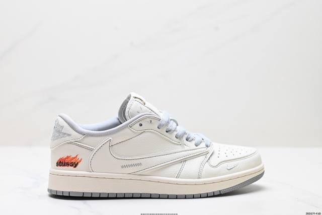 公司级Aj1倒勾Travis Scott X Air Jordan 1 ” Reverse Mocha “ Aj1乔1 Ts 闪电 联名倒钩 低帮文化篮球鞋 完